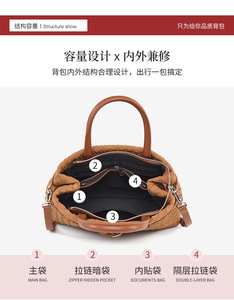 <span class=keywords><strong>2026</strong></span>新款时尚大容量麂皮手提包定制编织PU皮革磨砂单肩包女式编织包手提包 - Product Image 6