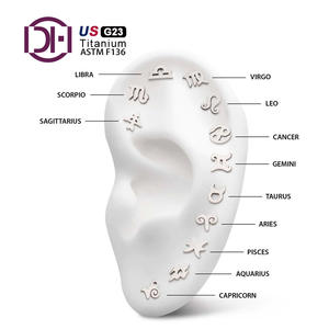 Métallurgie des poudres titane sans fil signe du zodiaque hauts Labret Cartilage goujon à la main Piercing bijoux oreille accessoire - Product Image 6