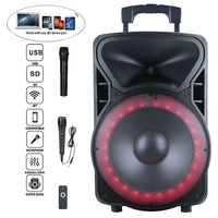 Sistema de Karaoke Activo de 1200W y 15 Pulgadas con Iluminación LED, Soporte para Micrófono, Batería Integrada, ECHO, Sistema de Sonido Portátil para DJ, para Uso con Computadora