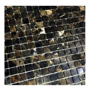 Polished Dark Emperador 2"X2" Square Marble Mosaic Tile Wall And Floor Mosaic