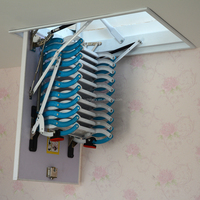 Escalera Telescópica de Techo para Interiores, de Aluminio, Plegable, Retráctil, Manual, con Capacidad de Carga de 300 kg