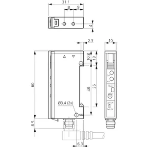 Amplificateur à fibre optique en plastique OLVK61P3FK-TSSL, design cubique, amplificateurs à fibre optique di-soric - Product Image 2