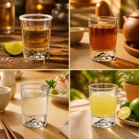 Verre à fond gaufré montagne sur mesure, avec option bord doré, pour thé, Baijiu, Tequila, usage domestique, bar et fêtes