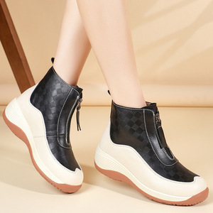 Nouvelles <span class=keywords><strong>baskets</strong></span> décontractées pour femmes, style britannique, légères et chaudes, à semelle compensée épaisse, avec fermeture éclair, <span class=keywords><strong>basses</strong></span>, antidérapantes, couleurs mélangées, collection automne - Product Image 4