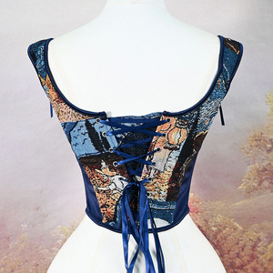 Corset Vintage Femme Motif Peinture à l'Huile Van Gogh Jacquard Brocart Esthétique Sans Manches Coupe Ajustée - Product Image 1