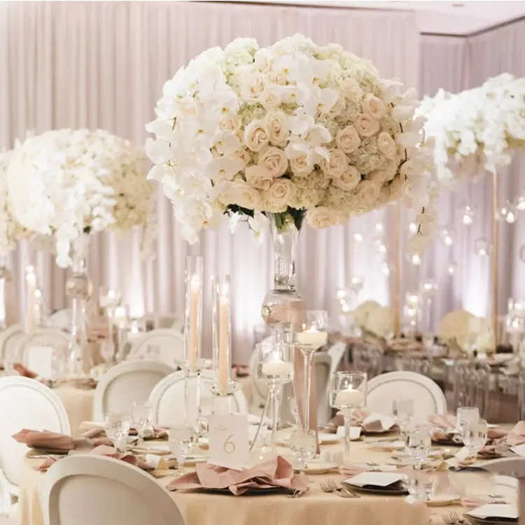 IFG blanco de Rosa flor artificial de alta calidad de la bola de flores para boda centros de mesa