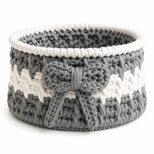 Panier rond en tissu bohème, fait main, tissé à la main, écologique, pour le rangement et la décoration du salon - Product Image 2