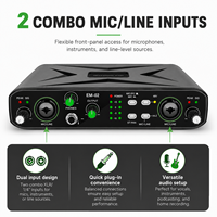 Carte son USB EM-02, interface audio, studio d'enregistrement 2 entrées 2 sorties avec alimentation 48V pour ordinateur et chant