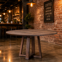 Table ronde en bois massif pour café et restaurant, style ferme personnalisé, usage commercial