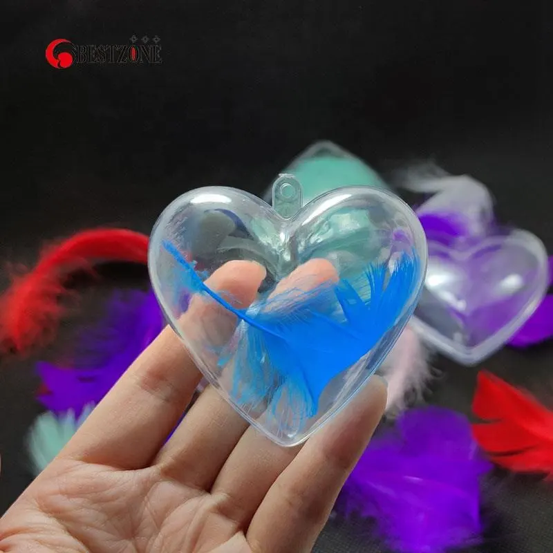 गर्म बेच दिल के आकार 63*37*66 MM फांसी आभूषण के लिए प्लास्टिक स्पष्ट गेंदों क्रिसमस सजावट
