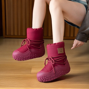 <span class=keywords><strong>Bottes</strong></span> <span class=keywords><strong>de</strong></span> <span class=keywords><strong>neige</strong></span> imperméables antidérapantes à plateforme pour femmes, avec cordon <span class=keywords><strong>de</strong></span> serrage, en tissu <span class=keywords><strong>de</strong></span> coton, bout rond, semelle en caoutchouc, chaussures décontractées d'hiver, ODM OEM - Product Image 6