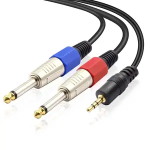 3.5mm TRS to Dual 1/4 Inch TS Audio Cable- Male 3.5mm 1/8 Stereo Auxiliary to 6.35mm 1/4 Y Adapter Connector