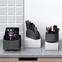 Support de télécommande TV en cuir PU avec logo personnalisé, organiseur de bureau à 3 compartiments et boîte de rangement