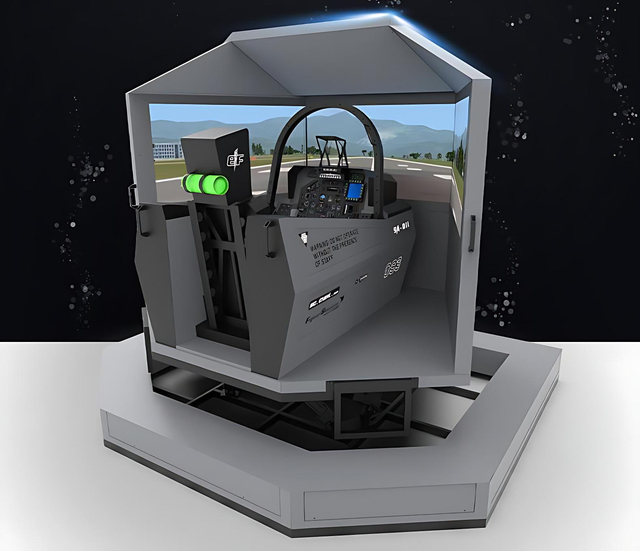 Six Degree of Freedom Fighter Flight Simulation Experience Cabin