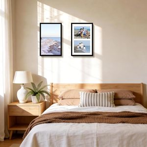 Cadre photo en bois noir S&L 12x19 avec passe-partout blanc, affiche <span class=keywords><strong>deux</strong></span> <span class=keywords><strong>photos</strong></span> 8x10, décoration murale en verre véritable avec accroche à dents de scie - Product Image 6