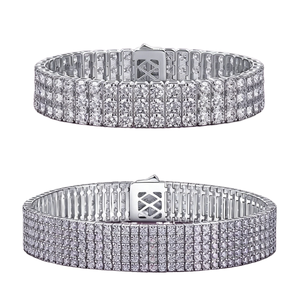 Bracelet Tennis Élégant en Argent Sterling 925 avec <span class=keywords><strong>3</strong></span> Rangs de Moissanite VVS Effet Givré pour Femmes et Hommes, Certifié GRA - Product Image 1