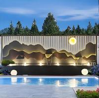 Mur d'eau décoratif en acier inoxydable sur mesure avec éclairage LED, cascade de jardin, fontaine paysagère pour cour