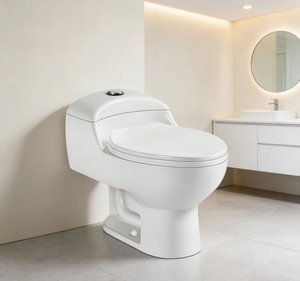 โถสุขภัณฑ์เซรามิคดีไซน์ใหม่แบบชิ้นเดียว/สุขภัณฑ์/ระบบกดน้ำสองจังหวะ ฝารองนั่งปิดแบบนุ่มนวล ความสูงที่นั่งแบบสบาย สำหรับบ้านและโรงแรม - Product Image 1