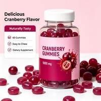 Gummies à la canneberge HBOM 1000 mg Complément alimentaire 60 gummies Saveur canneberge pour adultes