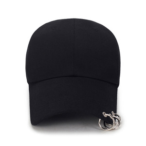 Unisex <b>Baseball</b> <b>Cap</b> Black Metal Ring Sun Protection Casual Hat For Men And Women - Product Image 1