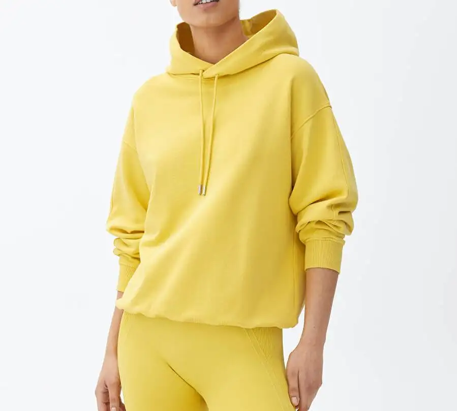 Fashion Spring Autumn Yellow Hip Hop Girls Long Sleeve Pullover Hoodie With Own Logo Custom yellow hoodie women