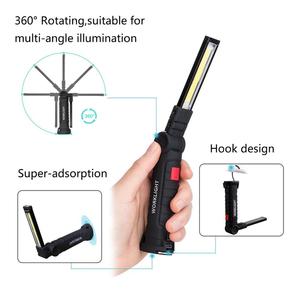 USB Rechargeable COB Work Light Rubber Covered Bright Foldable Working Light with Magnet and Hook for Car <strong>Inspection</strong> - Product Image 3