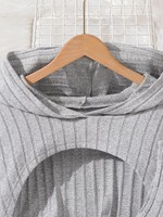Ensemble Filles Adolescentes Automne Hiver 2025 Haut Irrégulier Uni à Capuche Manches Longues et Robe Tricotée Sans Manches 2 Pièces Vêtements Enfants en Gros