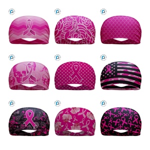 कस्टम गुलाबी रिबन स्तन कैंसर जागरूकता खेल फुटबॉल हेडबैंड महिला योग चल रही जिम स्ट्रेची हेयरबैंड को चलाने वाली महिला योग - Product Image 4