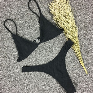 Set Bikini per ragazze costume da bagno brasiliano Sexy coppa piccola stile taglio alto Biquini da spiaggia Bikini <span class=keywords><strong>perizoma</strong></span> Micro nero/bianco solido - Product Image 4