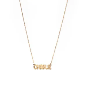 Inspire Jewelry's Most Stylish Stainless Steel Bubble Name Necklace Design Handcrafted Gold Chain Stack Personalized Touch