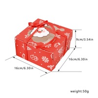 Boîtes à cupcakes et muffins de Noël à 4 cavités avec fenêtre, écologiques, recyclables, pour sushis, pâtisseries, avec poignée, pour cadeaux de fêtes