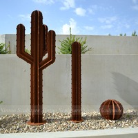 Sculpture de cactus en acier corten de grande taille, de style moderne, gravée et sculptée, de haute qualité, pour l'extérieur, Feng Shui, couleur personnalisée pour le jardin