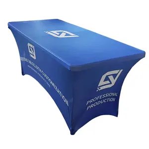 All Size Trade Show Printed Logo Polyester Table Cover Table Cloths Custom Desk Covers Desk Cloth For Exhibition