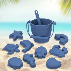 Hot Diy Color Soft Outdoor Children Tropical Summer Bucket Toys Baby Silicone Beach Bucket Sand Toys Silicone Sand Toys For Kids
