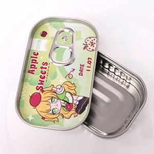 Kawaii Anime Tin Box Cute Sardine Can Badge Pin Case Aesthetic Easy Open Metal Jewelry Organizer Tinplate Gift Box Push-<b>top</b> Lid - Product Image 3