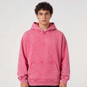 Felpa con Cappuccio Oversize da <span class=keywords><strong>Uomo</strong></span> 2026Brand in Cotone 100% di Alta Qualità, Lavaggio Acido, Effetto Vintage Sbiadito al Sole, Vestibilità Regolare e Taglio Corto Squadrato - Product Image 3