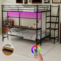 Lit superposé en métal double avec bureau intégré et éclairage LED, design gain de place pour enfants et adolescents, ODM/OEM disponible