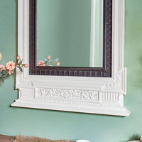 Miroir mural ART NEST EFRS240063 pour salon, style rustique, écologique, grand format, cadre en bois blanc et noir avec motif floral sculpté