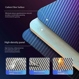 Bureau de jeu LED RGB avec plateau en fibre de carbone, bureau réglable en hauteur électrique, table d'ordinateur ergonomique pour le jeu et le bureau - Product Image 3