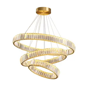 Lustre de led moderno de iluminação cristal, luminária de teto dourado para sala de estar, luzes pingentes de alta qualidade