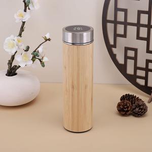 Wholesale Double <b>Wall</b> Stainless Steel Bamboo Office Coffee Smart Temperature Bamboo Shell Vacuum <b>Insulation</b> Water Bottle - Product Image 2