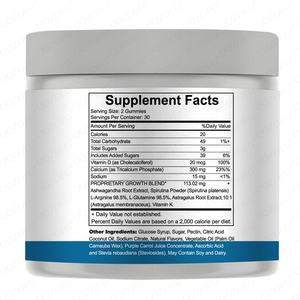 Gomitas de aumento orgánico superventas, 300mg de calcio + vitamina D, soporte para el crecimiento óseo para niños y adultos, gomitas de aumento orgánico - Product Image 6