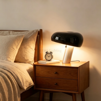 Lampe de table en forme de champignon, base en marbre, abat-jour en céramique vert brillant, lampe de bureau pour villa, hôtel, chambre à coucher, salle à manger, hall d'entrée, décoration