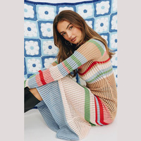 Robe pull en tricot à rayures assorties, nouvelle collection 2023, sexy, plage, bikini, smock, longue jupe, vente chaude, couvre-vêtement coloré
