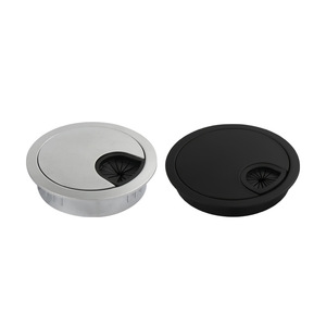 Cache-câble en alliage de zinc Résonance, rond 50 mm, pour bureau et armoire, anneau d'étanchéité, argent/noir - Product Image 1