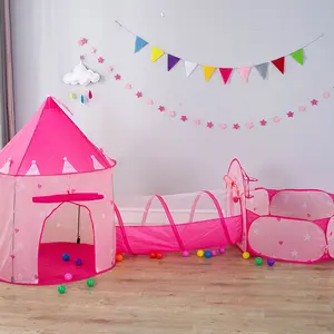 Set de Juego 3 en 1: Túnel de Gateo, Piscina de Pelotas y Carpa de Juegos con Diseño de <span class=keywords><strong>Castillo</strong></span> de Princesa Rosa para Niños, Ideal para Diversión en Interiores y Exteriores - Product Image 2