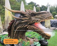 Statue réaliste de tête de dragon de machine de tour de dragons avec des mouvements adaptés aux besoins du client