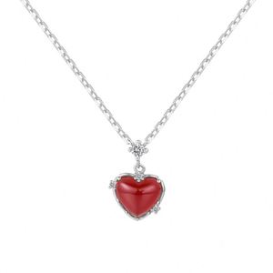 Dylam Exclusive <b>Statement</b> <b>Necklaces</b> Fashion Design 925 Silver Link Chain 5A Cubic Zirconia Red Agate Love Pendant <b>Necklace</b> - Product Image 1