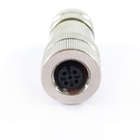 Connecteur M12 blindé 5 broches, boîtier métallique, 5 pôles, femelle, assemblé, 4A 250V, 22 AWG, 0,34 mm, connecteur de capteur