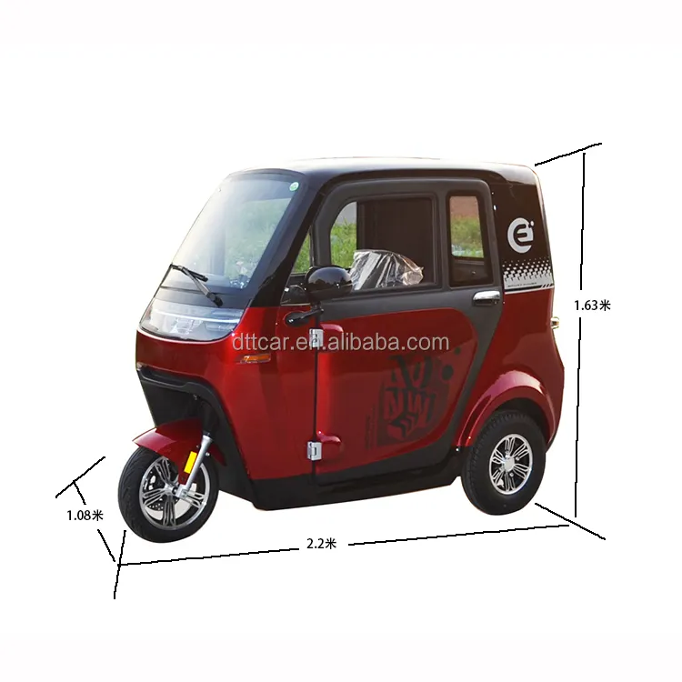 Triciclo eléctrico EEV con cabina, triciclo eléctrico de entrega urgente con caja de carga cerrada con furgoneta cerrada, motocicleta de 3 ruedas
